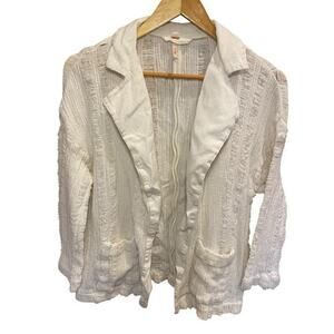 Free People‎ Distressed White Cardigan Blazer Sweater Top Women Casual Boho XS